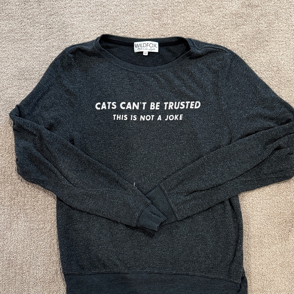 Wildfox Black 'Cats Can't Be Trusted' Pullover Sweatshirt